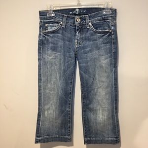 7FAMK Dojo Cropped Jeans Distressed Style Size 25